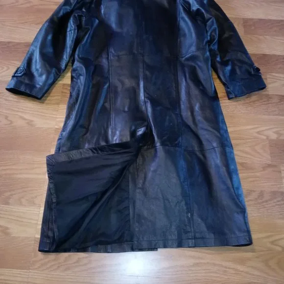 Phase 2 VTG Leather Trench Coat Sz XL..